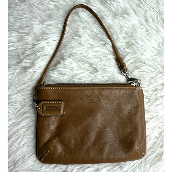 y2k COACH Leather Brown Wristlet - Picture 1 of 9